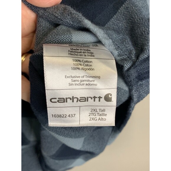 Carhartt Shirt Mens 2XLT Blue Buffalo Plaid Original Fit Heavy Shacket Flannel - Picture 4 of 7